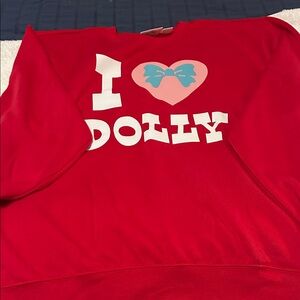 Red Sweatshirt with Heart and Bow Design